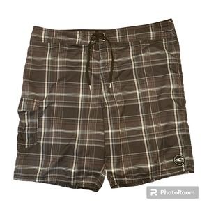 O’Neal Board Shorts Black Plaid Size 40